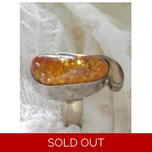 Amber & 925 Sterling Ring